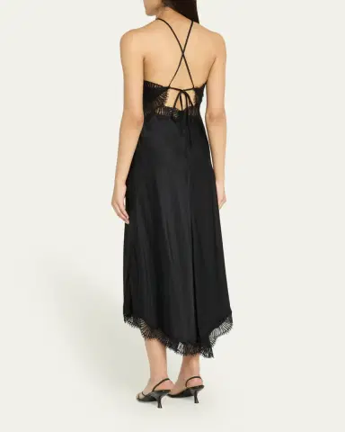 A.L.C. Lucia Lace Satin Halter Midi Dress | Thumbnail 3