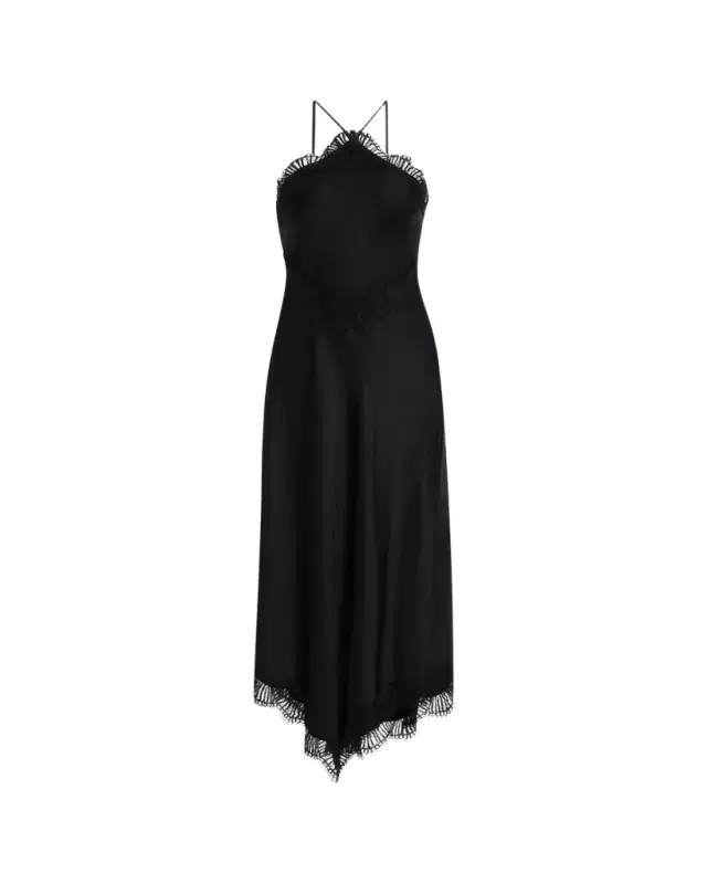 A.L.C. Lucia Lace Satin Halter Midi Dress