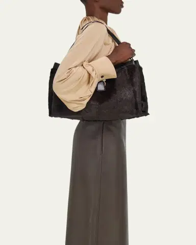 Ferragamo Large Mink-Effect Fur & Leather Tote Bag | Thumbnail 2 Ferragamo Large Mink-Effect Fur & Leather Tote Bag | Thumbnail 2