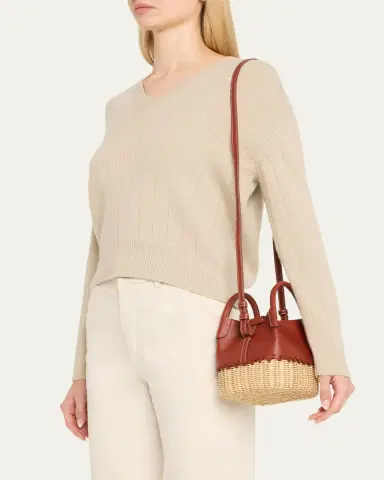 Loro Piana Bale Micro Round Leather & Rattan Bucket Bag | Thumbnail 2 Loro Piana Bale Micro Round Leather & Rattan Bucket Bag | Thumbnail 2