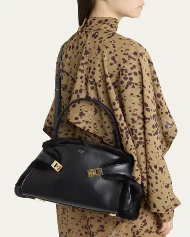 Ferragamo Hug Leather & Shearling Shoulder Bag | Thumbnail 2