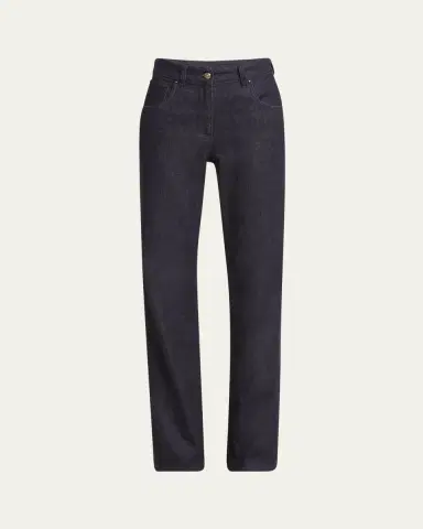 Giorgio Armani Cotton-Cashmere Denim Straight-Leg Trousers | Thumbnail 5 Giorgio Armani Cotton-Cashmere Denim Straight-Leg Trousers | Thumbnail 5