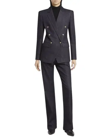 Giorgio Armani Cotton-Cashmere Denim Straight-Leg Trousers | Thumbnail 1 Giorgio Armani Cotton-Cashmere Denim Straight-Leg Trousers | Thumbnail 1