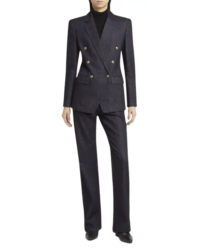Cotton-Cashmere Denim Straight-Leg Trousers