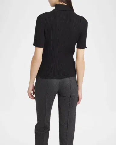 Giorgio Armani Turtleneck Short-Sleeve Cashmere Rib Sweater | Thumbnail 2