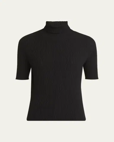 Giorgio Armani Turtleneck Short-Sleeve Cashmere Rib Sweater | Thumbnail 5