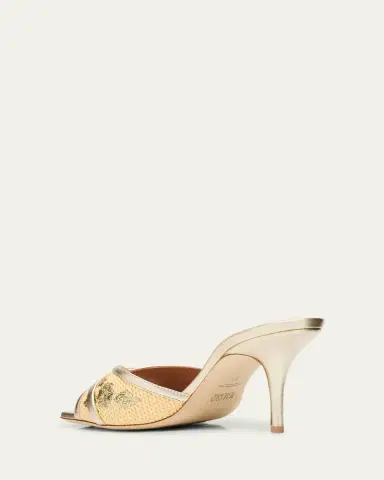 Malone Souliers Perla Raffia Metallic Stiletto Slide Sandals | Thumbnail 4