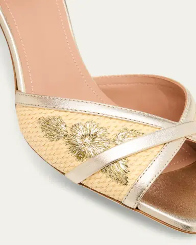 Malone Souliers Perla Raffia Metallic Stiletto Slide Sandals | Thumbnail 5