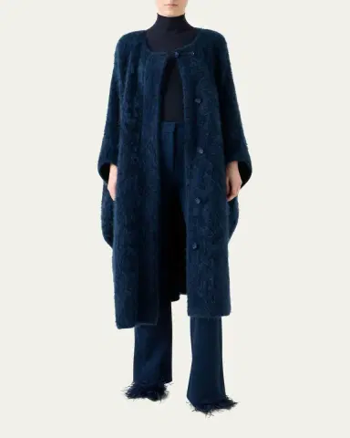 Akris Brushed Cashmere Hooded Long Cape Coat | Thumbnail 2