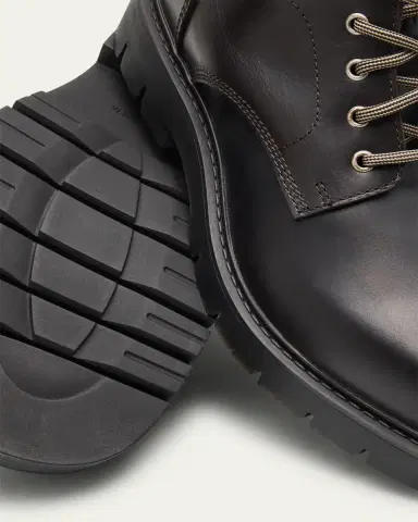 Bottega Veneta Men's Haddock Intrecciato-Collar Leather Lace-Up Boots | Thumbnail 5 Bottega Veneta Men's Haddock Intrecciato-Collar Leather Lace-Up Boots | Thumbnail 5