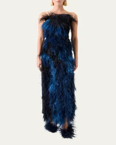 Akris Strapless Ostrich Feather Gown | Thumbnail 2