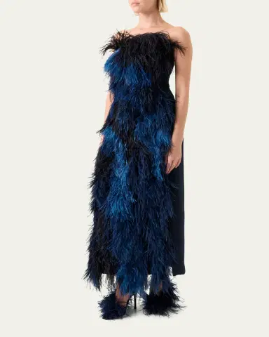 Akris Strapless Ostrich Feather Gown | Thumbnail 4