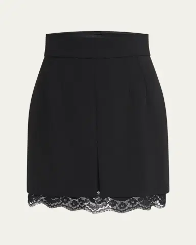 Dolce & Gabbana Lana Double Crepe Lace-Trim Mini Skirt | Thumbnail 5