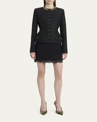 Dolce & Gabbana Lana Double Crepe Lace-Trim Mini Skirt | Thumbnail 6