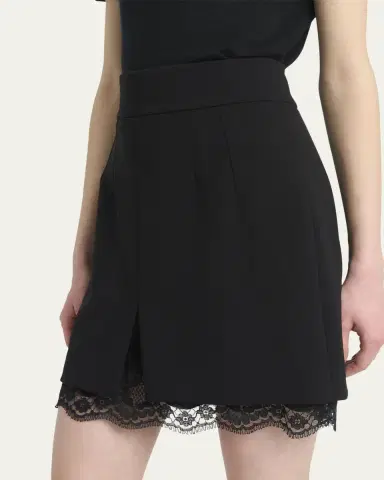 Dolce & Gabbana Lana Double Crepe Lace-Trim Mini Skirt | Thumbnail 9