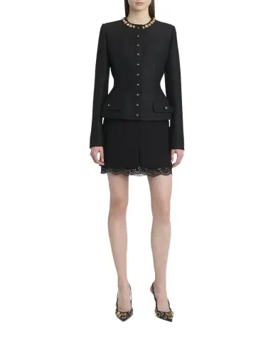Dolce & Gabbana Lana Double Crepe Lace-Trim Mini Skirt | Thumbnail 1