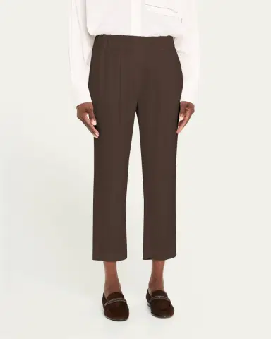 Brunello Cucinelli Silk Crepe Cady Tailored Straight-Leg Pull-On Pants | Thumbnail 4 Brunello Cucinelli Silk Crepe Cady Tailored Straight-Leg Pull-On Pants | Thumbnail 4