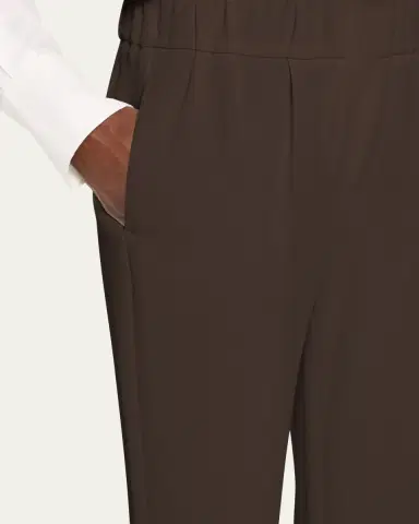 Brunello Cucinelli Silk Crepe Cady Tailored Straight-Leg Pull-On Pants | Thumbnail 5 Brunello Cucinelli Silk Crepe Cady Tailored Straight-Leg Pull-On Pants | Thumbnail 5