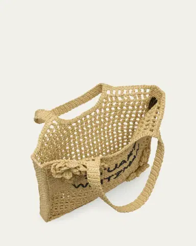 Stuart Weitzman Magnolia Flower Raffia Tote Bag | Thumbnail 2