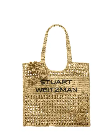 Stuart Weitzman Magnolia Flower Raffia Tote Bag | Thumbnail 1
