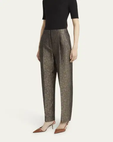 Giorgio Armani Geo Silk Jacquard Tapered-Leg Trousers | Thumbnail 4