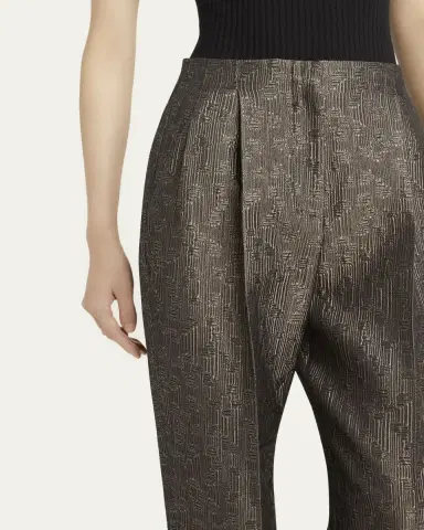 Giorgio Armani Geo Silk Jacquard Tapered-Leg Trousers | Thumbnail 5