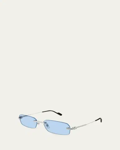Cartier Men's Rimless Rectangle Metal Sunglasses | Thumbnail 2