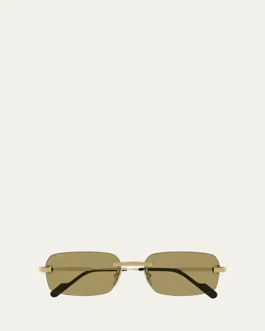 Cartier Men's Rimless Rectangle Metal Sunglasses | Thumbnail 5