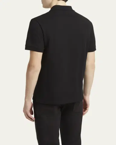 Alexander McQueen Men's Short-Sleeve Beaded Rose Piqué Polo Shirt | Thumbnail 3