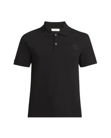 Alexander McQueen Men's Short-Sleeve Beaded Rose Piqué Polo Shirt | Thumbnail 1