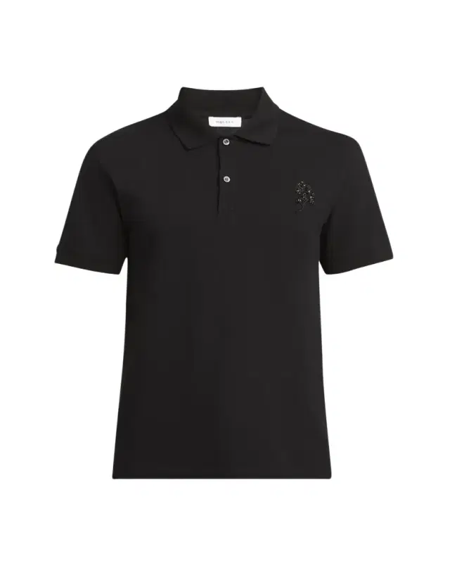 Men's Short-Sleeve Beaded Rose Piqué Polo Shirt
