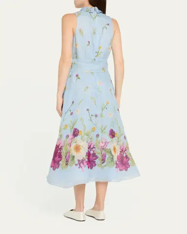 Rickie Freeman for Teri Jon Sleeveless Floral-Print Midi Shirtdress | Thumbnail 3