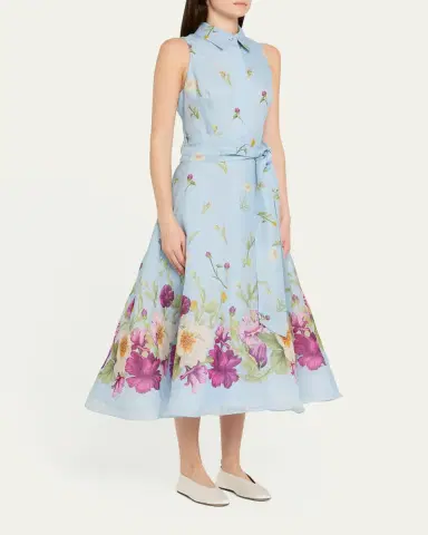 Rickie Freeman for Teri Jon Sleeveless Floral-Print Midi Shirtdress | Thumbnail 4