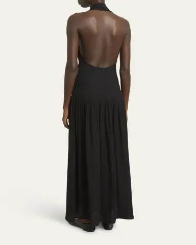 Proenza Schouler Tala Halter Viscose Georgette Dress | Thumbnail 3