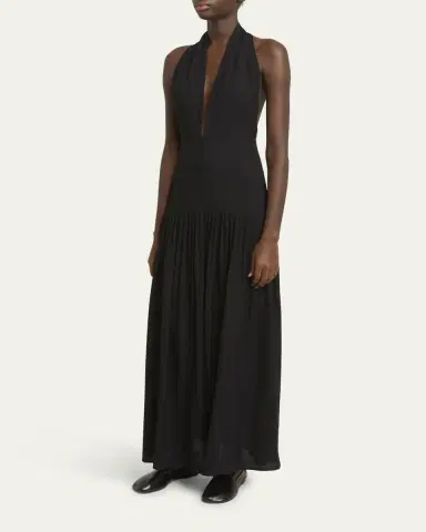 Proenza Schouler Tala Halter Viscose Georgette Dress | Thumbnail 4