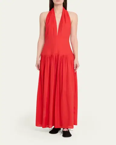 Proenza Schouler Tala Halter Viscose Georgette Dress | Thumbnail 6