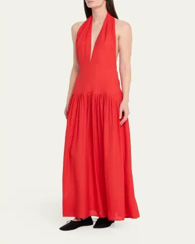 Proenza Schouler Tala Halter Viscose Georgette Dress | Thumbnail 8