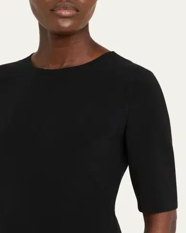 Giorgio Armani Short-Sleeve Wool Crepe Stretch Dress | Thumbnail 5 Giorgio Armani Short-Sleeve Wool Crepe Stretch Dress | Thumbnail 5