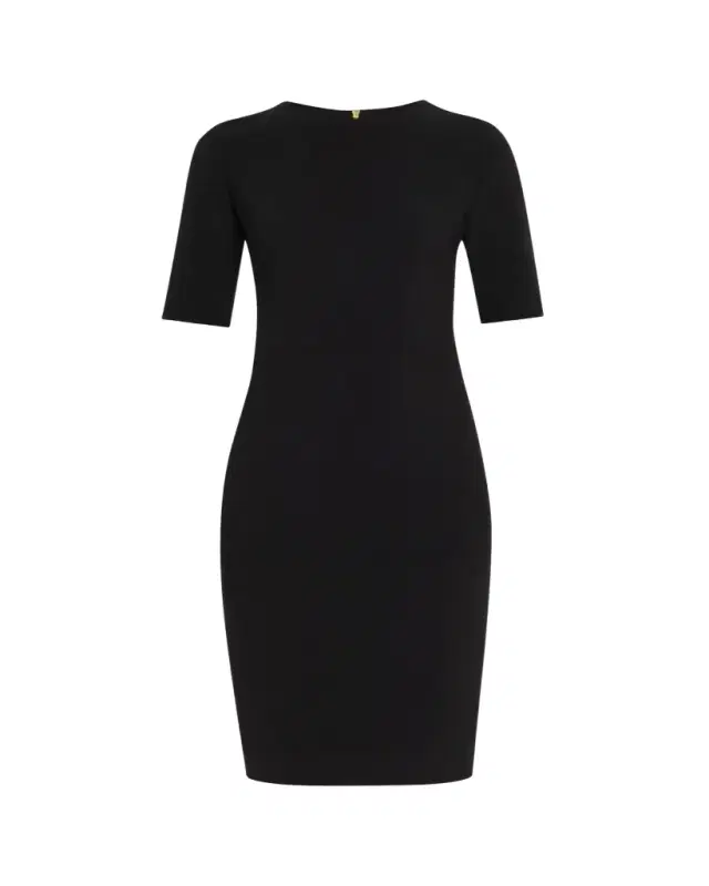 Giorgio Armani Short-Sleeve Wool Crepe Stretch Dress