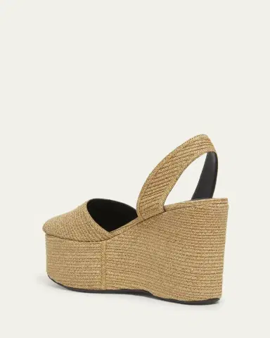 Alaïa Straw Wedge Slingback Sandals | Thumbnail 2