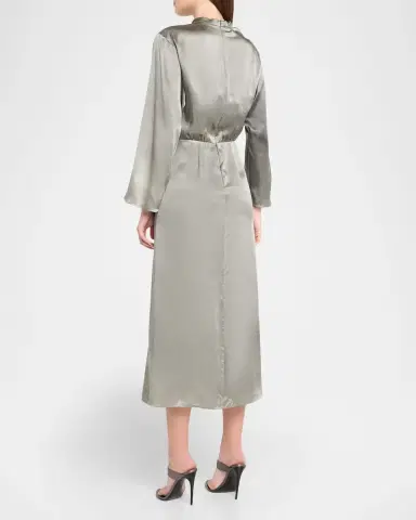 Giorgio Armani Ombre Print Silk Long-Sleeve Midi Dress | Thumbnail 3 Giorgio Armani Ombre Print Silk Long-Sleeve Midi Dress | Thumbnail 3