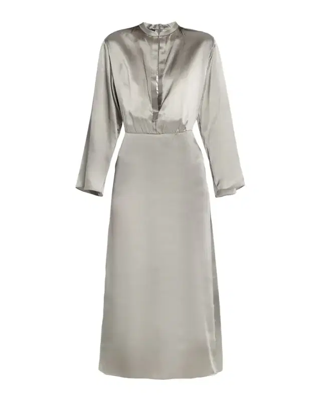 Giorgio Armani Ombre Print Silk Long-Sleeve Midi Dress