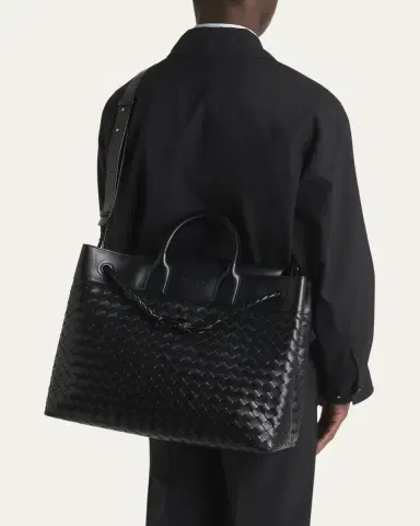 Bottega Veneta Men's Small Andiamo Voyager Intrecciato Shoulder Bag | Thumbnail 2 Bottega Veneta Men's Small Andiamo Voyager Intrecciato Shoulder Bag | Thumbnail 2