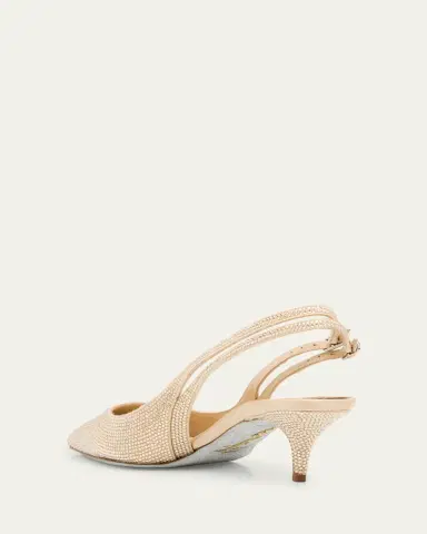René Caovilla Olivia Embellished Satin Slingback Pumps | Thumbnail 2