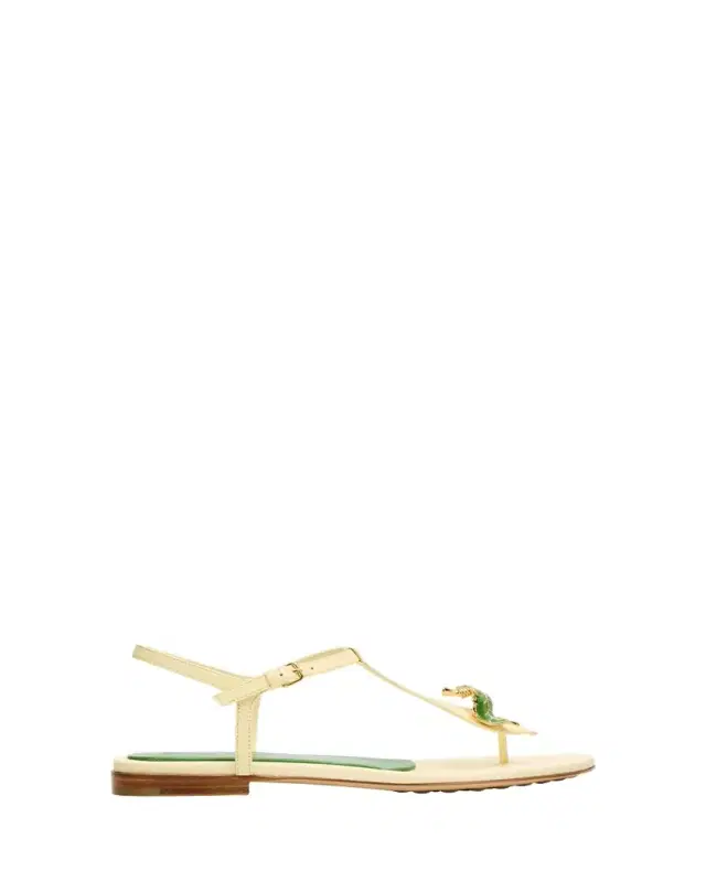 Rana Leaf Strap Leather Thong Sandals