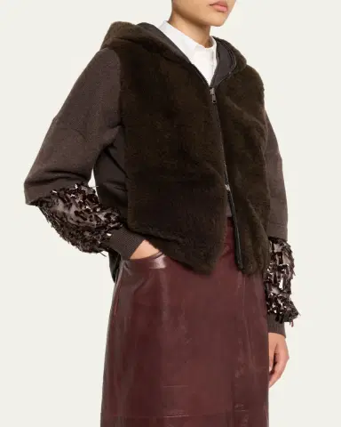 Brunello Cucinelli Reversible Hooded Goat Vest | Thumbnail 4 Brunello Cucinelli Reversible Hooded Goat Vest | Thumbnail 4