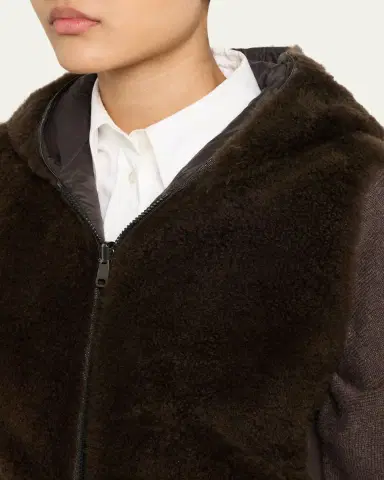 Brunello Cucinelli Reversible Hooded Goat Vest | Thumbnail 5 Brunello Cucinelli Reversible Hooded Goat Vest | Thumbnail 5