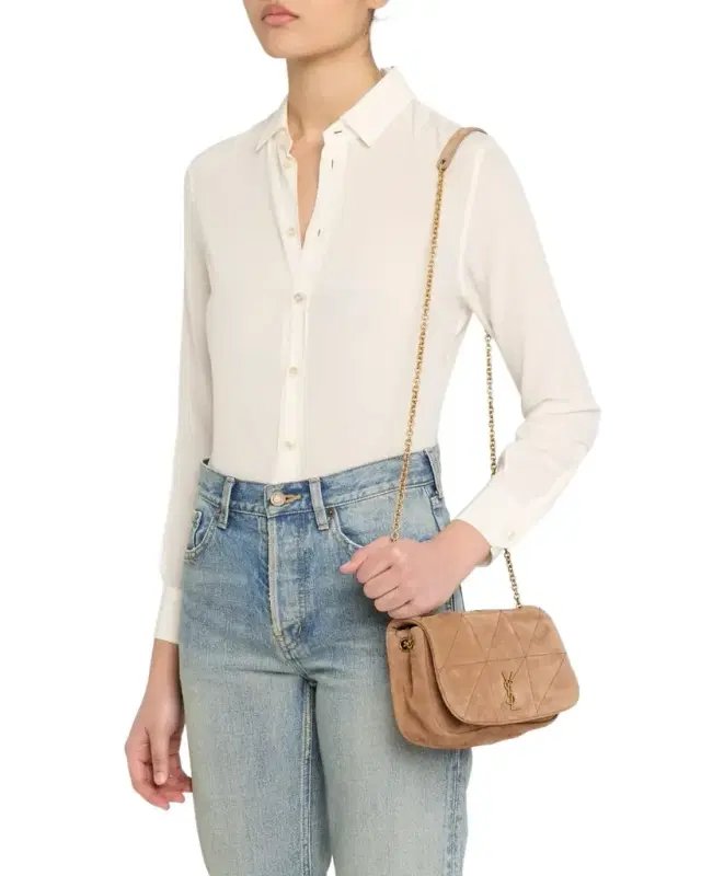 Jamie 4.3 Mini YSL Chain Shoulder Bag in Quilted Suede