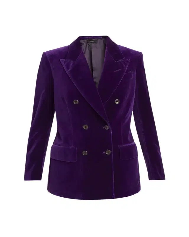 Double-Breasted Velvet Blazer