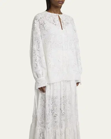 Erdem Floral Lace Drawstring Blouse | Thumbnail 4